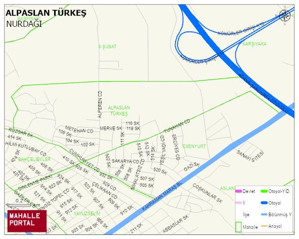 ALPASLAN TÜRKEŞ Mahallesi Haritası | Coğrafi Yapı ve Detaylı Haritası