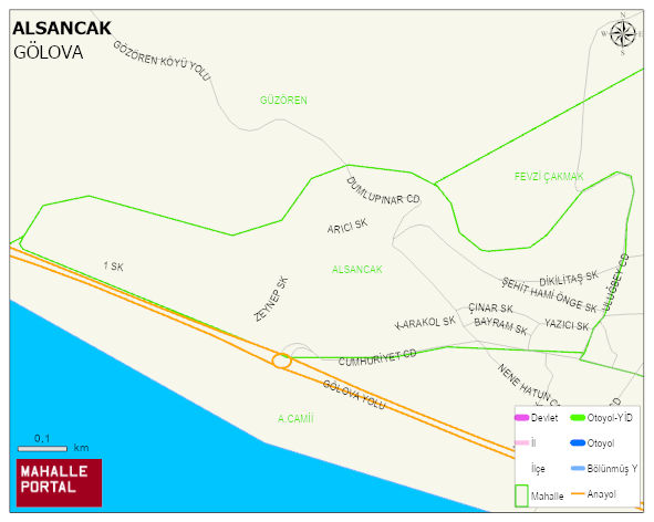 ALSANCAK Mahallesi Haritası | Dağlar, Ovalar ve Akarsu Bilgileri