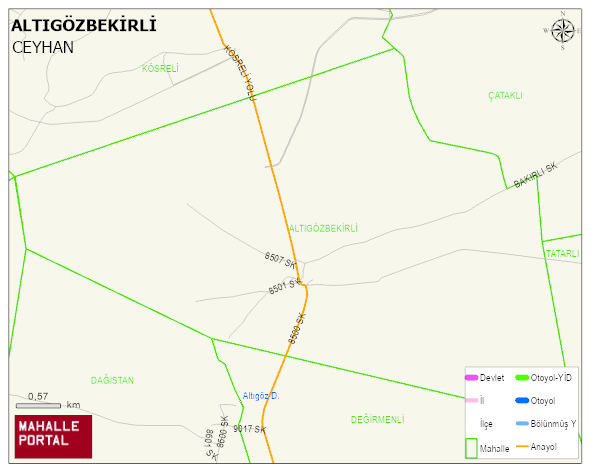 ALTIGÖZBEKİRLİ Mahallesi Haritası | Coğrafi Yapı ve Detaylı Haritası