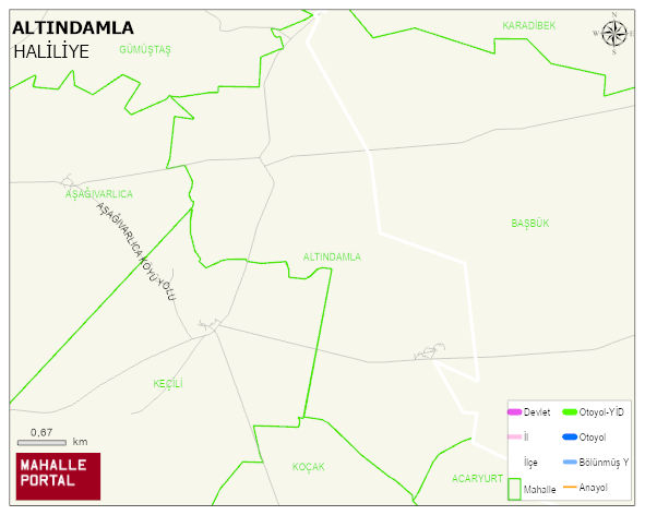 ALTINDAMLA Mahallesi Haritası | Mahalle ve Köy Sınırı