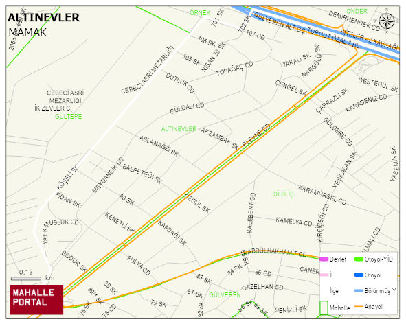 ALTINEVLER Mahallesi Haritası | Mahalle Sokak Haritası