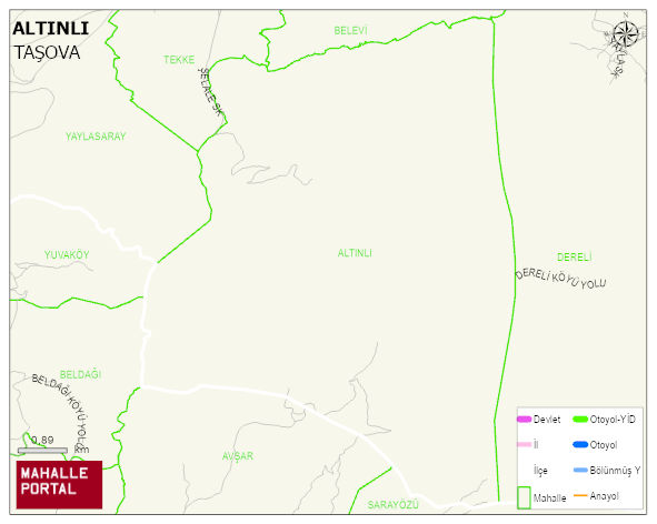 ALTINLI Köyü Haritası | Mahalle ve Köy Sınırı