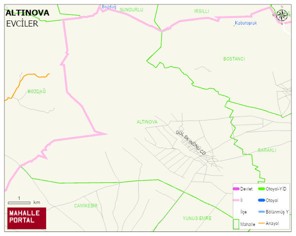 ALTINOVA Köyü Haritası | Mahalle ve Köy Sınırı