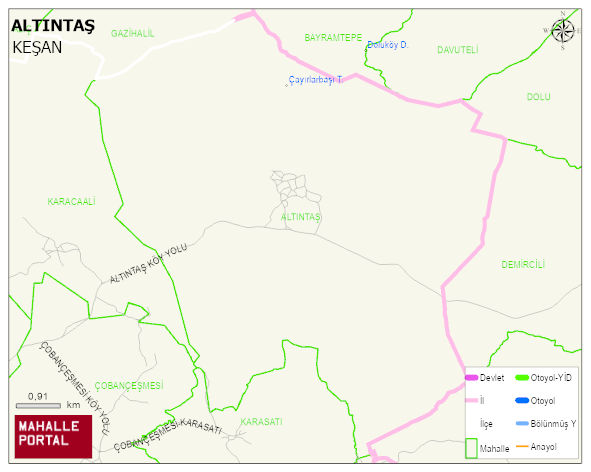 ALTINTAŞ Köyü Haritası | Yükselti ve Doğa Özellikleri