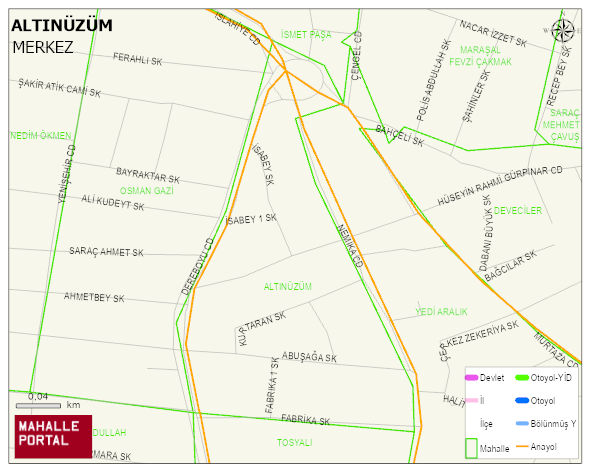 ALTINÜZÜM Mahallesi Haritası | Yükselti ve Doğa Özellikleri