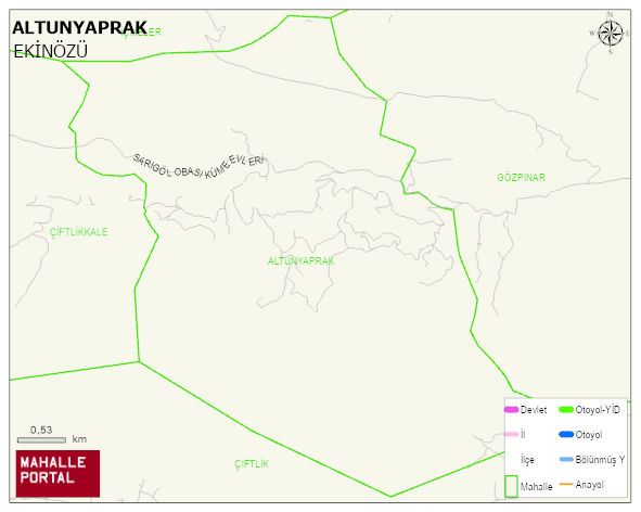ALTUNYAPRAK Mahallesi Haritası | Yükselti ve Doğa Özellikleri