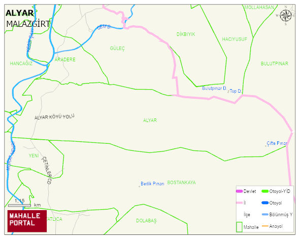 ALYAR Köyü Haritası | Sayısal Bölge Görünümü