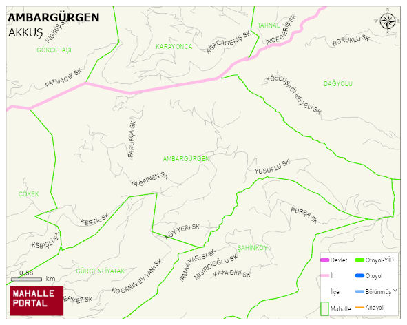 AMBARGÜRGEN Mahallesi Haritası | Yükselti ve Doğa Özellikleri