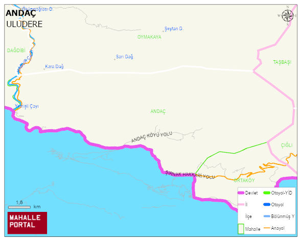 ANDAÇ Köyü Haritası | İnteraktif Köy ve Mahalle Sınırları
