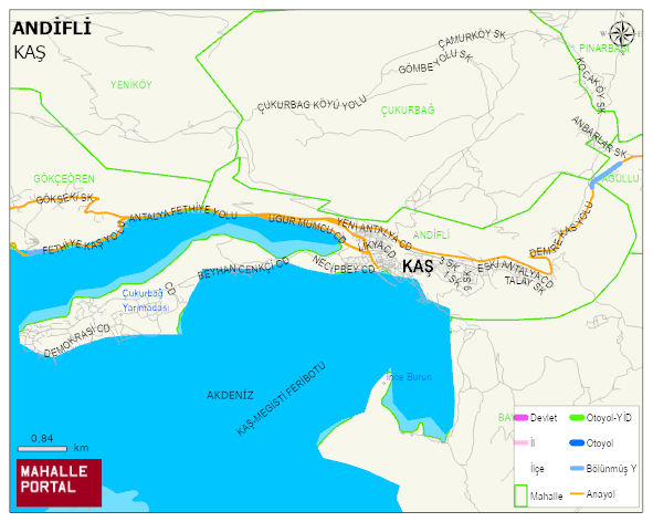 ANDİFLİ Mahallesi Haritası | Yükselti ve Doğa Özellikleri