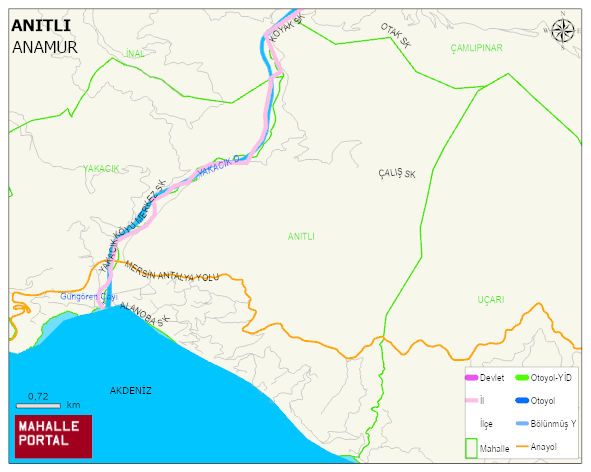 ANITLI Mahallesi Haritası | Yükselti ve Doğa Özellikleri