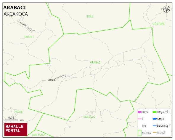 ARABACI Köyü Haritası | Sayısal Bölge Görünümü