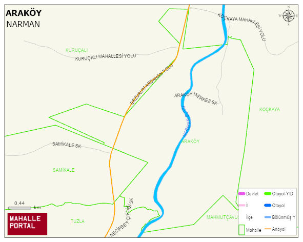 ARAKÖY Mahallesi Haritası | Yükselti ve Doğa Özellikleri