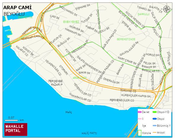 ARAP CAMİ Mahallesi Haritası | Coğrafi Yapı ve Detaylı Haritası