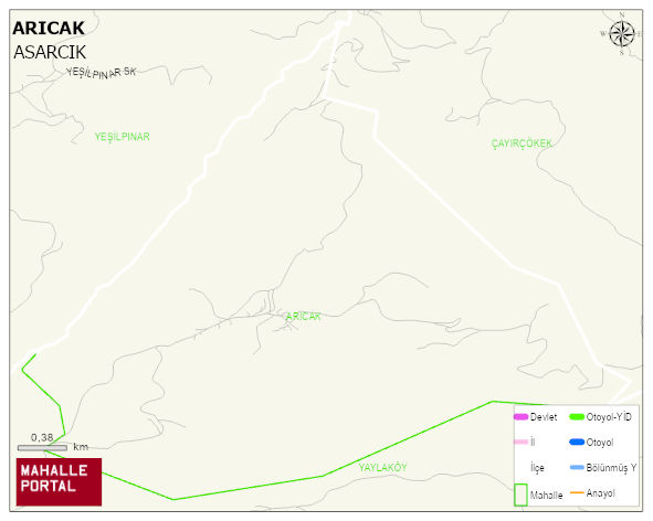 ARICAK Mahallesi Haritası | Coğrafi Yapı ve Detaylı Haritası