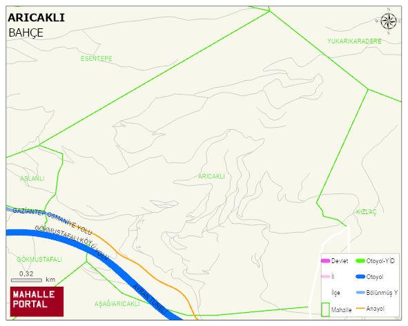 ARICAKLI Köyü Haritası | Sayısal Bölge Görünümü