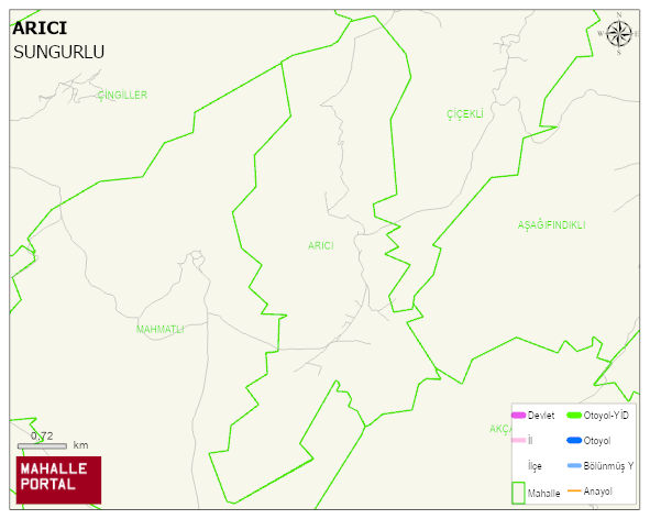 ARICI Köyü Haritası | İnteraktif Köy ve Mahalle Sınırları