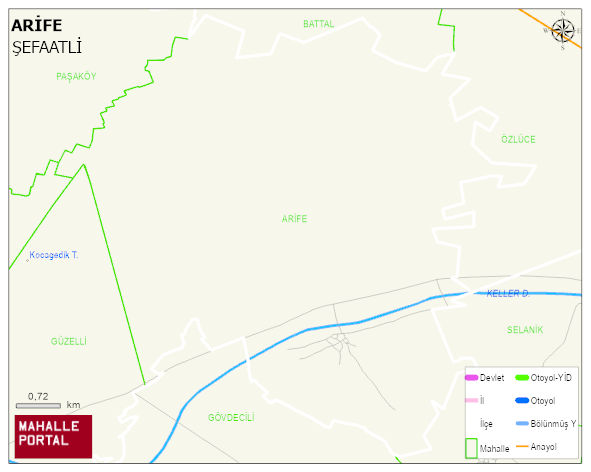 ARİFE Köyü Haritası | Dağlar, Ovalar ve Akarsu Bilgileri