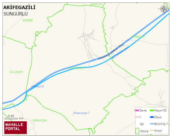ARİFEGAZİLİ Köyü Haritası | Coğrafi Yapı ve Detaylı Haritası