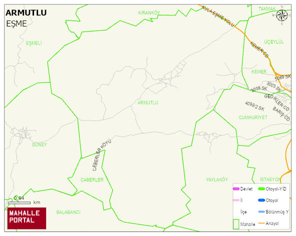 ARMUTLU Köyü Haritası | İnteraktif Köy ve Mahalle Sınırları