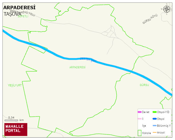 ARPADERESİ Köyü Haritası | Dağlar, Ovalar ve Akarsu Bilgileri