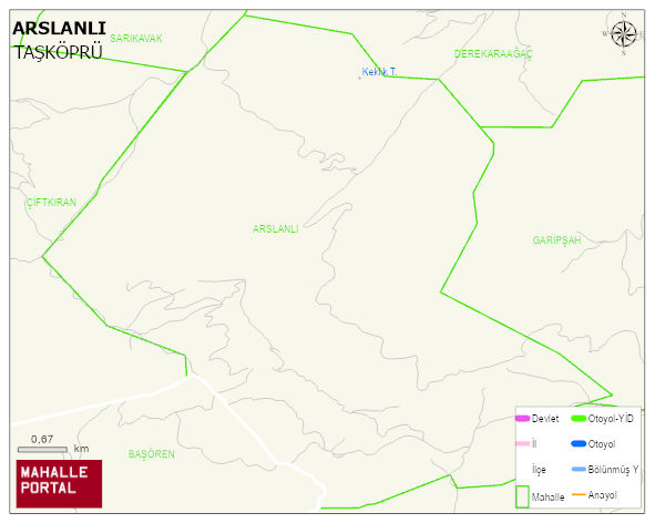 ARSLANLI Köyü Haritası | Yükselti ve Doğa Özellikleri