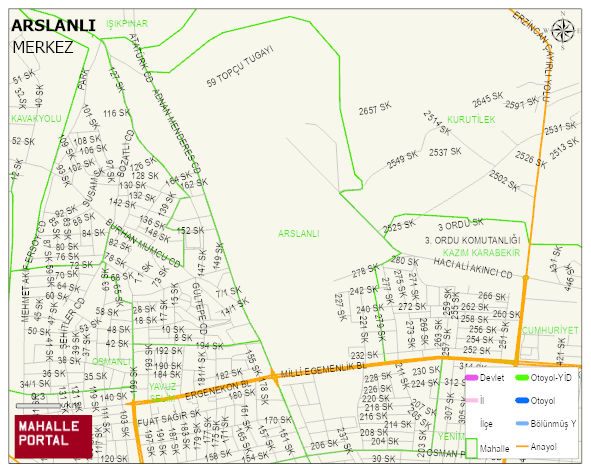 ARSLANLI Mahallesi Haritası | Coğrafi Yapı ve Detaylı Haritası