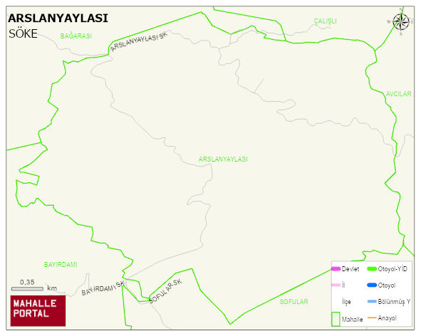 ARSLANYAYLASI Mahallesi Haritası | Yükselti ve Doğa Özellikleri
