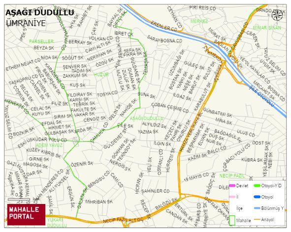 AŞAĞI DUDULLU Mahallesi Haritası | Detaylı Köy ve Mahalle Görünümü
