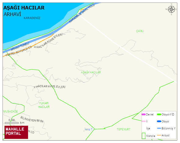 AŞAĞI HACILAR Mahallesi Haritası | Dağlar, Ovalar ve Akarsu Bilgileri