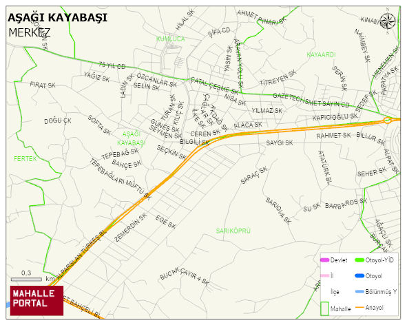 AŞAĞI KAYABAŞI Mahallesi Haritası | Detaylı Köy ve Mahalle Görünümü