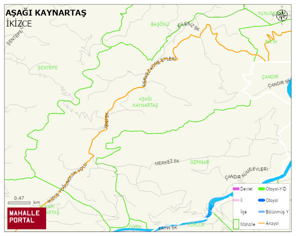 AŞAĞI KAYNARTAŞ Mahallesi Haritası | Dağlar, Ovalar ve Akarsu Bilgileri