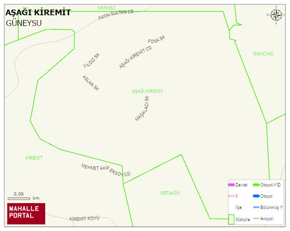 AŞAĞI KİREMİT Mahallesi Haritası | İnteraktif Köy ve Mahalle Sınırları