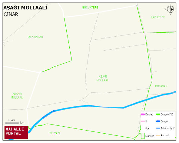 AŞAĞI MOLLAALİ Mahallesi Haritası | Dağlar, Ovalar ve Akarsu Bilgileri