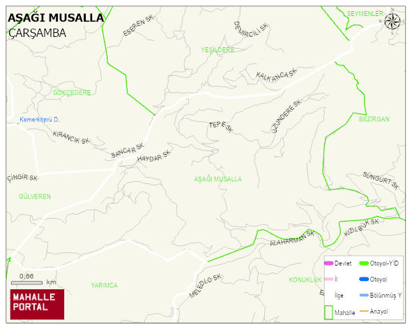 AŞAĞI MUSALLA Mahallesi Haritası | Coğrafi Yapı ve Detaylı Haritası