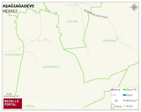 AŞAĞIAĞADEVE Köyü Haritası | Dağlar, Ovalar ve Akarsu Bilgileri