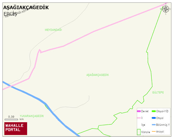 AŞAĞIAKÇAGEDİK Mahallesi Haritası | Yükselti ve Doğa Özellikleri