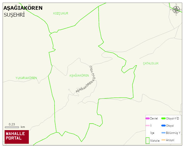 AŞAĞIAKÖREN Köyü Haritası | İnteraktif Köy ve Mahalle Sınırları