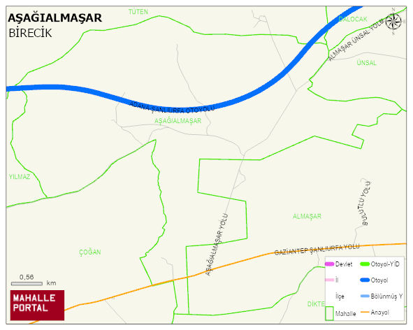 AŞAĞIALMAŞAR Mahallesi Haritası | Dağlar, Ovalar ve Akarsu Bilgileri