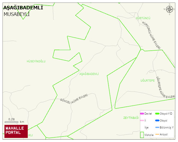 AŞAĞIBADEMLİ Köyü Haritası | Yükselti ve Doğa Özellikleri