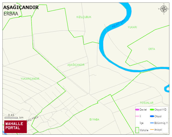 AŞAĞIÇANDIR Köyü Haritası | Mahalle ve Köy Sınırı