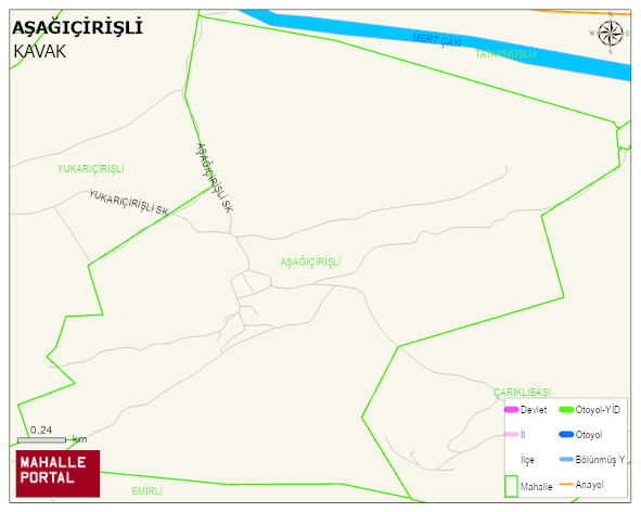 AŞAĞIÇİRİŞLİ Mahallesi Haritası | Yükselti ve Doğa Özellikleri