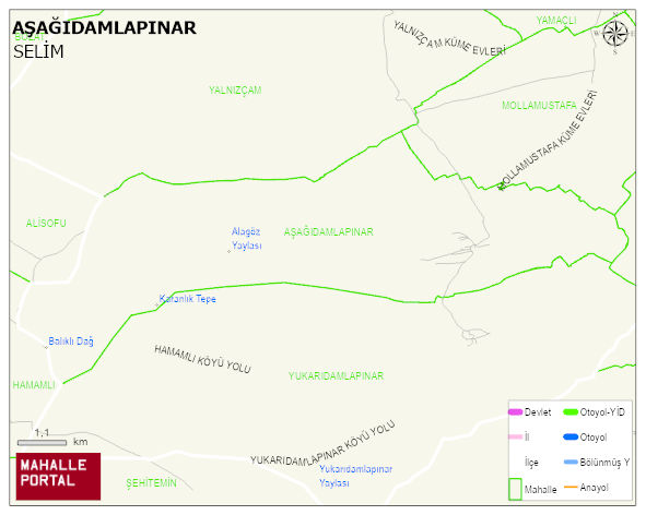 AŞAĞIDAMLAPINAR Köyü Haritası | Mahalle Sokak Haritası