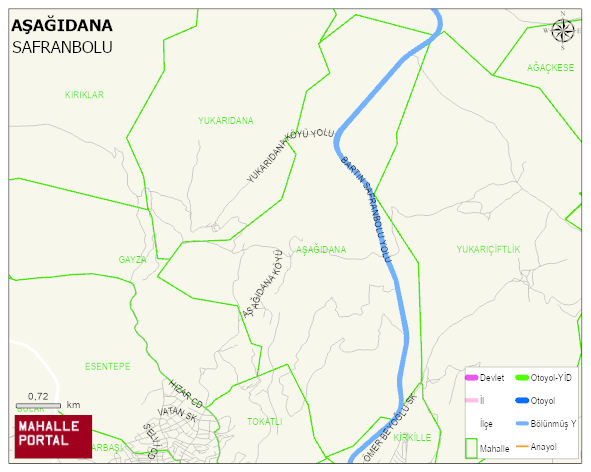 AŞAĞIDANA Köyü Haritası | Mahalle ve Köy Sınırı