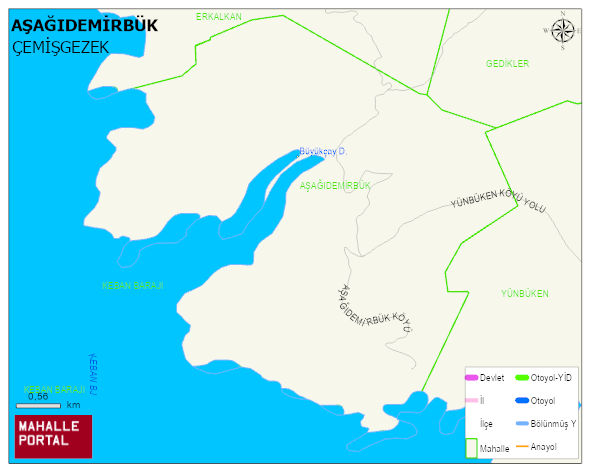 AŞAĞIDEMİRBÜK Köyü Haritası | Detaylı Köy ve Mahalle Görünümü