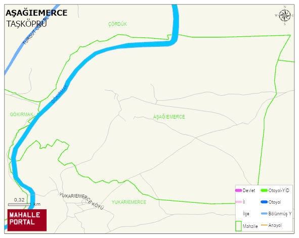 AŞAĞIEMERCE Köyü Haritası | Sayısal Bölge Görünümü