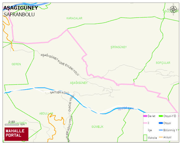 AŞAĞIGÜNEY Köyü Haritası | Detaylı Köy ve Mahalle Görünümü