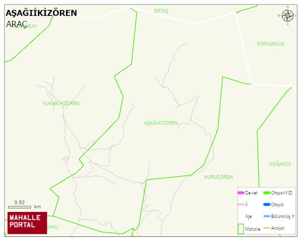 AŞAĞIİKİZÖREN Köyü Haritası | Uydu Görüntüsü ve Harita Detayları