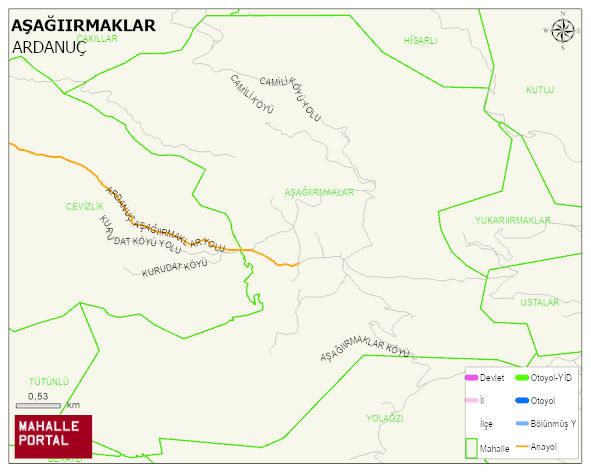AŞAĞIIRMAKLAR Köyü Haritası | Mahalle ve Köy Sınırı
