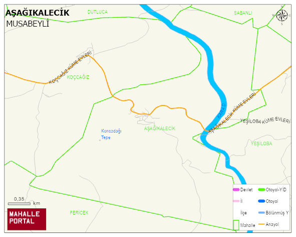 AŞAĞIKALECİK Köyü Haritası | Dağlar, Ovalar ve Akarsu Bilgileri